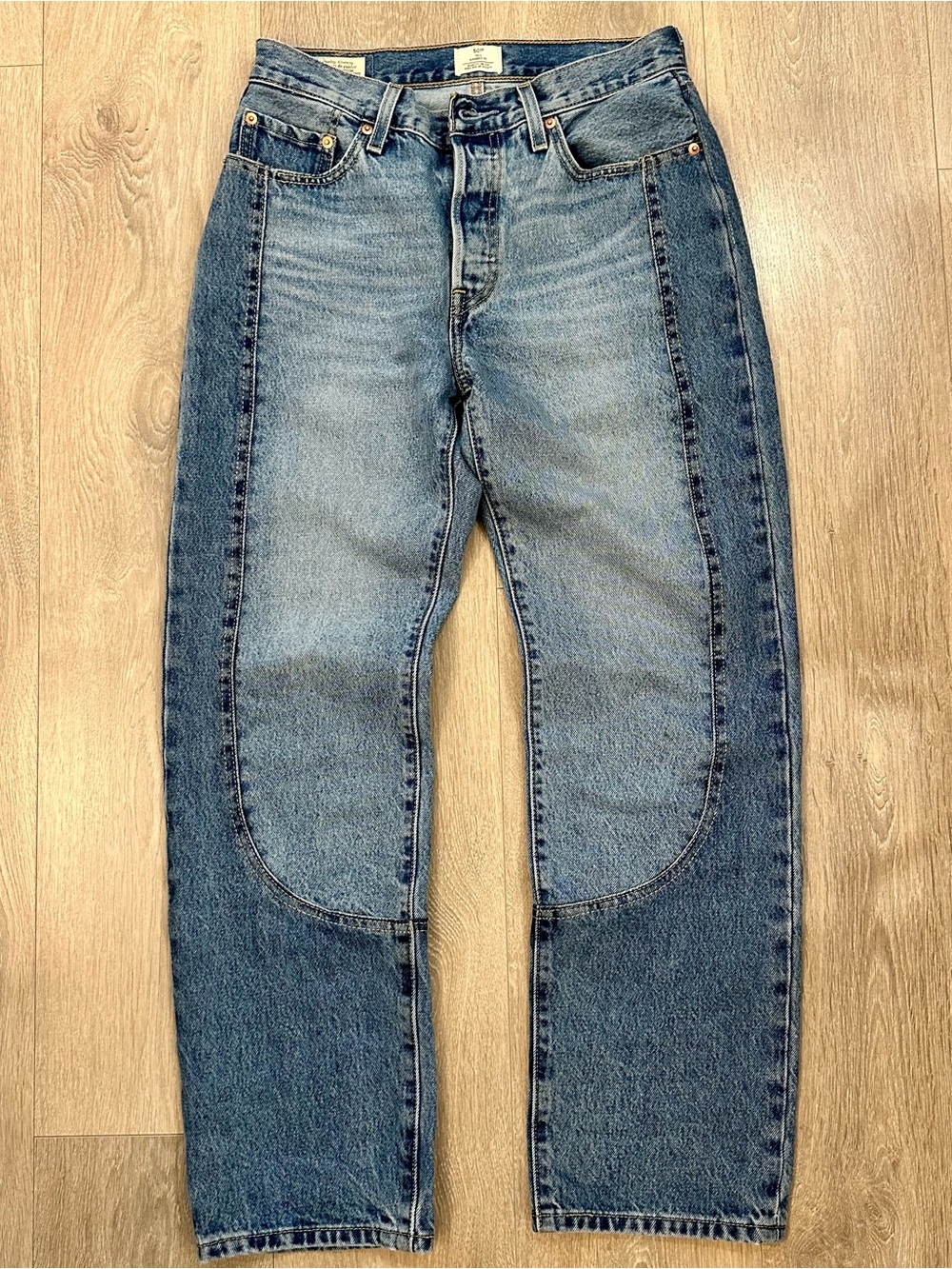 Levi’s 501 ‘90s Western Chaps Pieced Straight Leg Jeans - Women’s Size 27x30